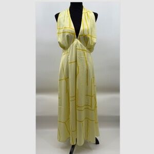 Banana Republic Dress Women 8 NEW Yellow Halter Midi Satin Sleeveless Summer